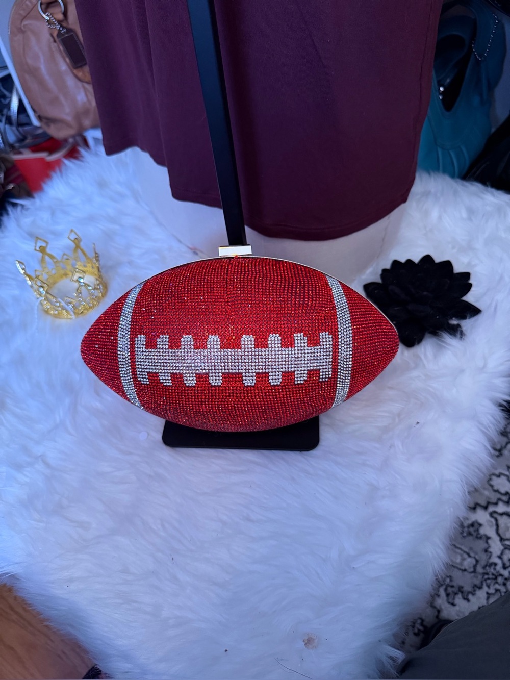 Embellished Red Football Clutch